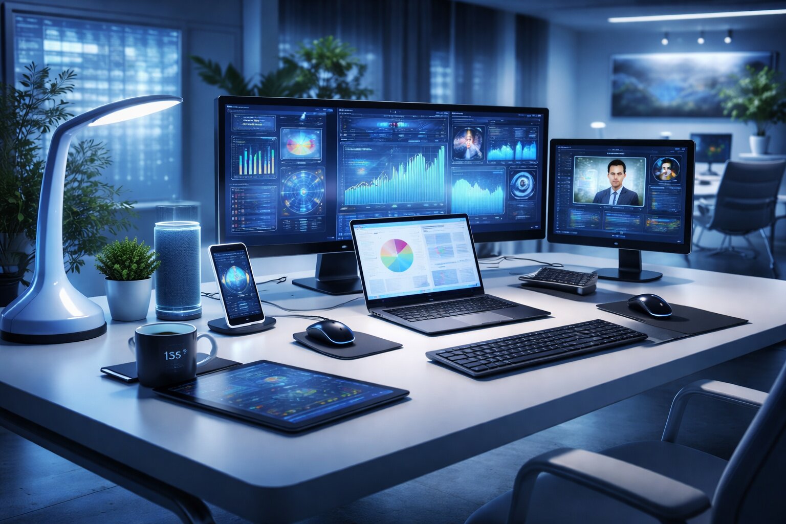 Futuristic Office Workstation Setup